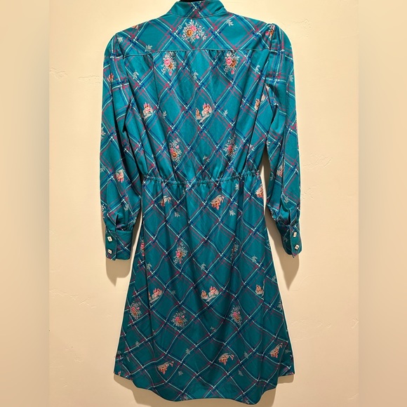 70’s Japanese vintage pattern dress, castles and flowers, size L - Picture 2 of 5